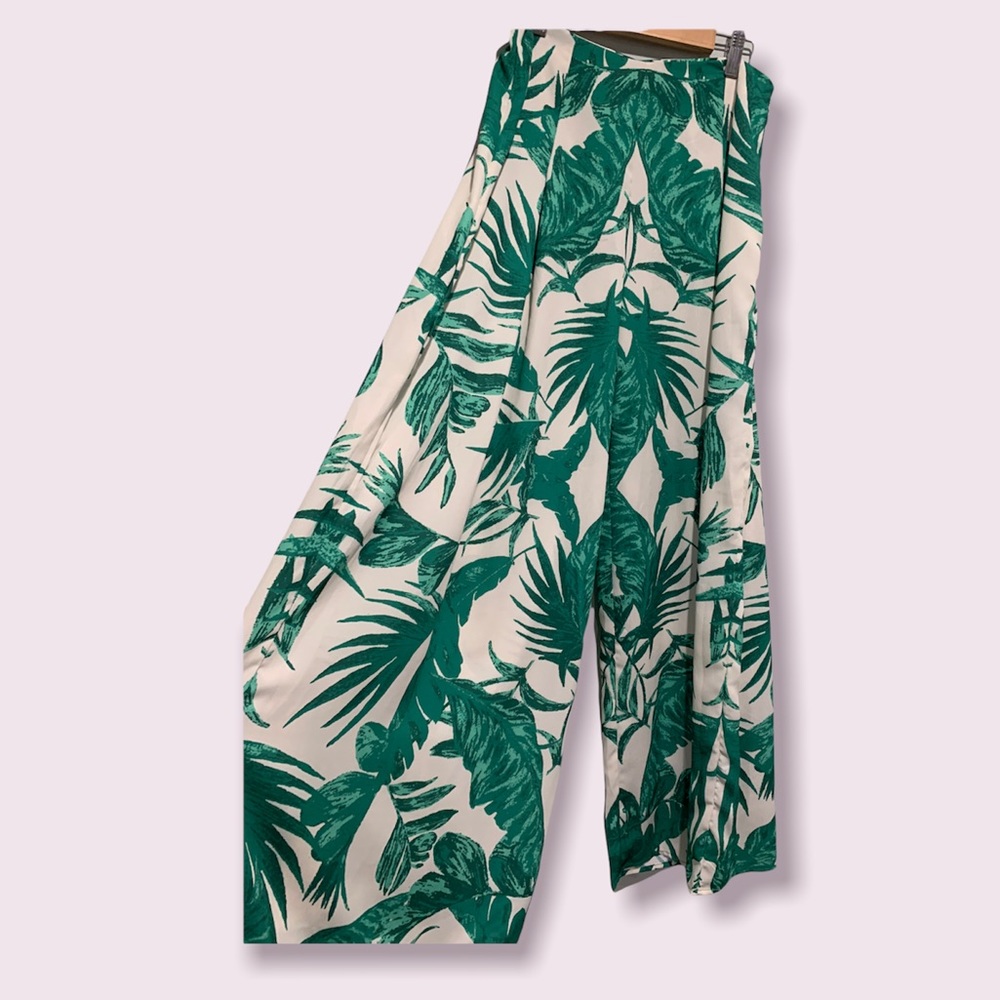 Tropical Leaf Palazzo Pants